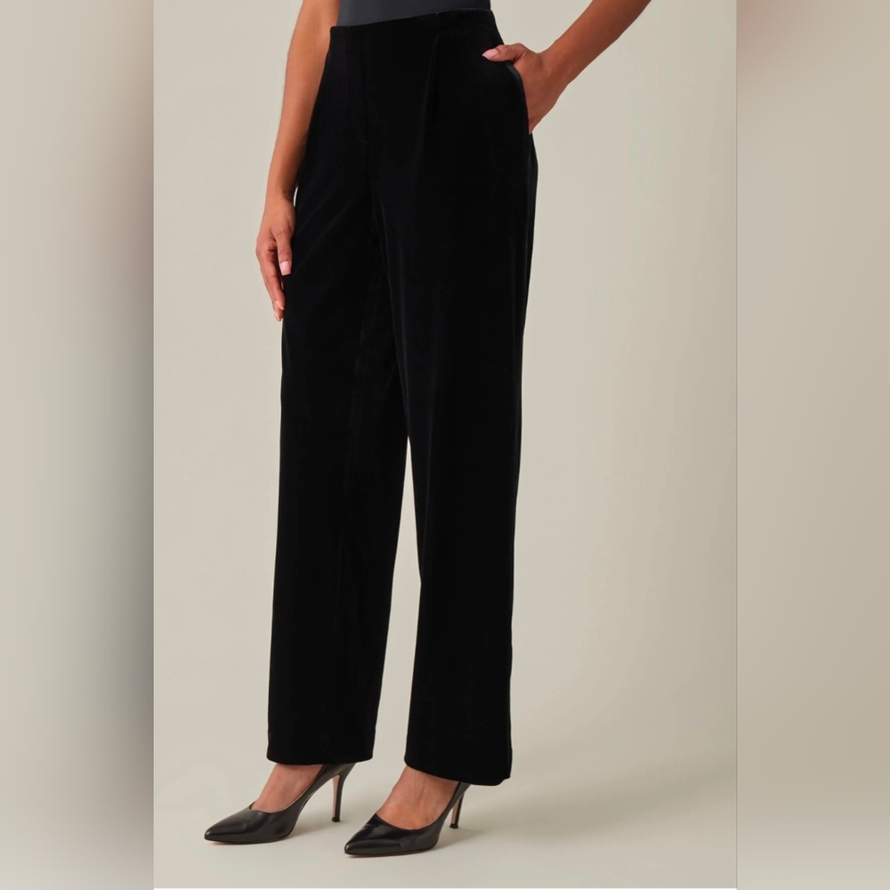 Liz Claiborne Size 12 Velvet Pants Lizsport  Black Pockets‎ Straight Leg Lined
